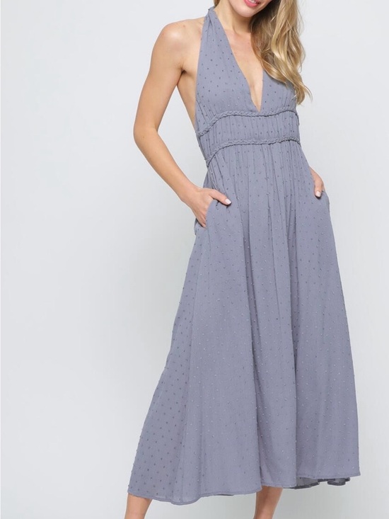 Final Touch Dresses & Skirts - Halter Maxi Dress in Gray Blue